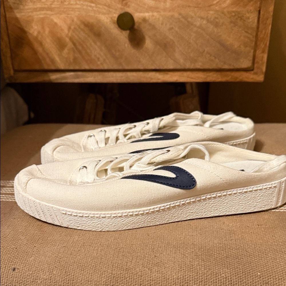 Tretorn Women's Cream and Navy Sneakers - Picture 3 of 4